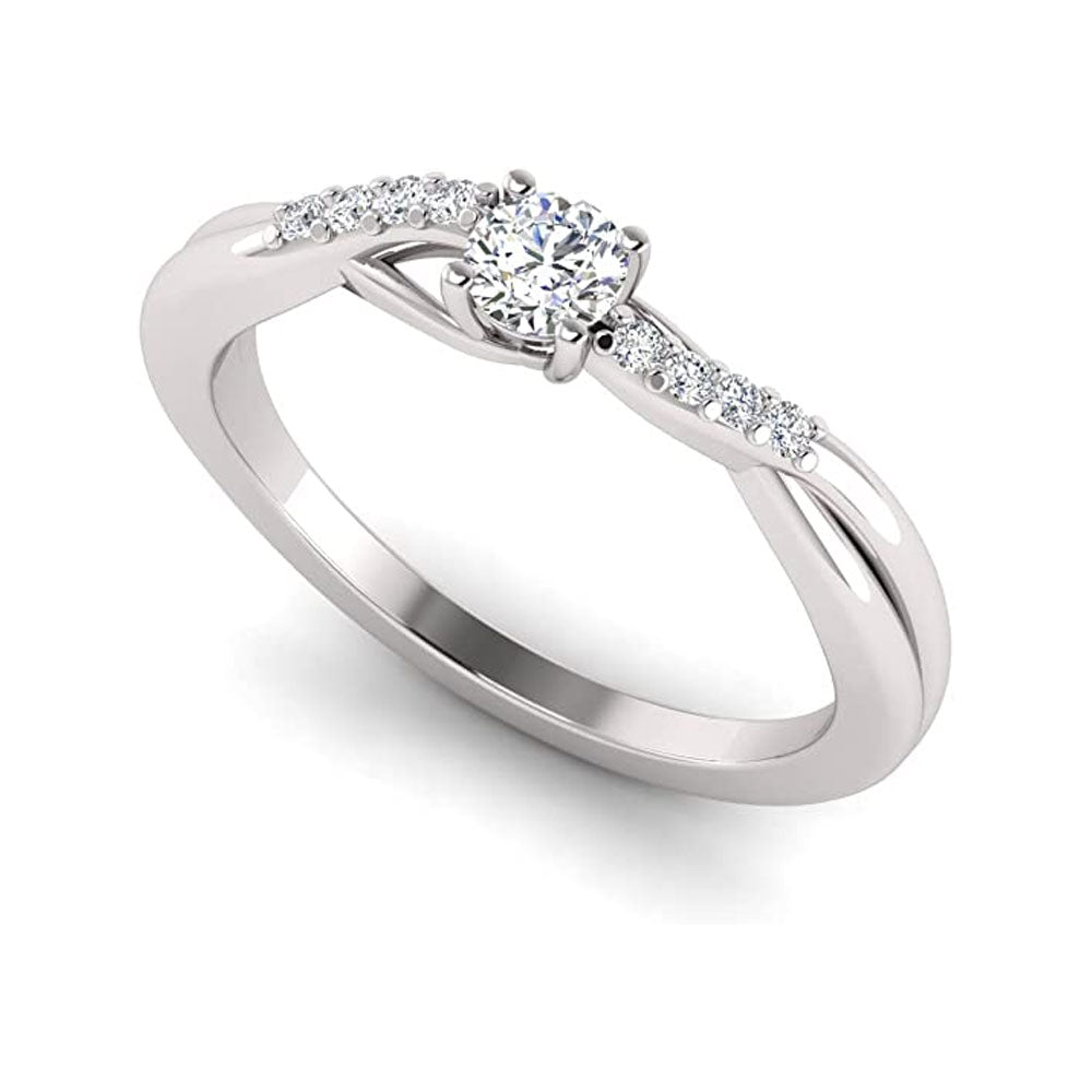 1/2 Carat TW Women's Moissanite and Natural Diamonds Engagement Ring in 10k White Gold