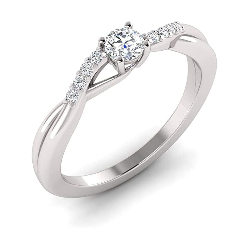 1/2 Carat TW Women's Moissanite and Natural Diamonds Engagement Ring in 10k White Gold