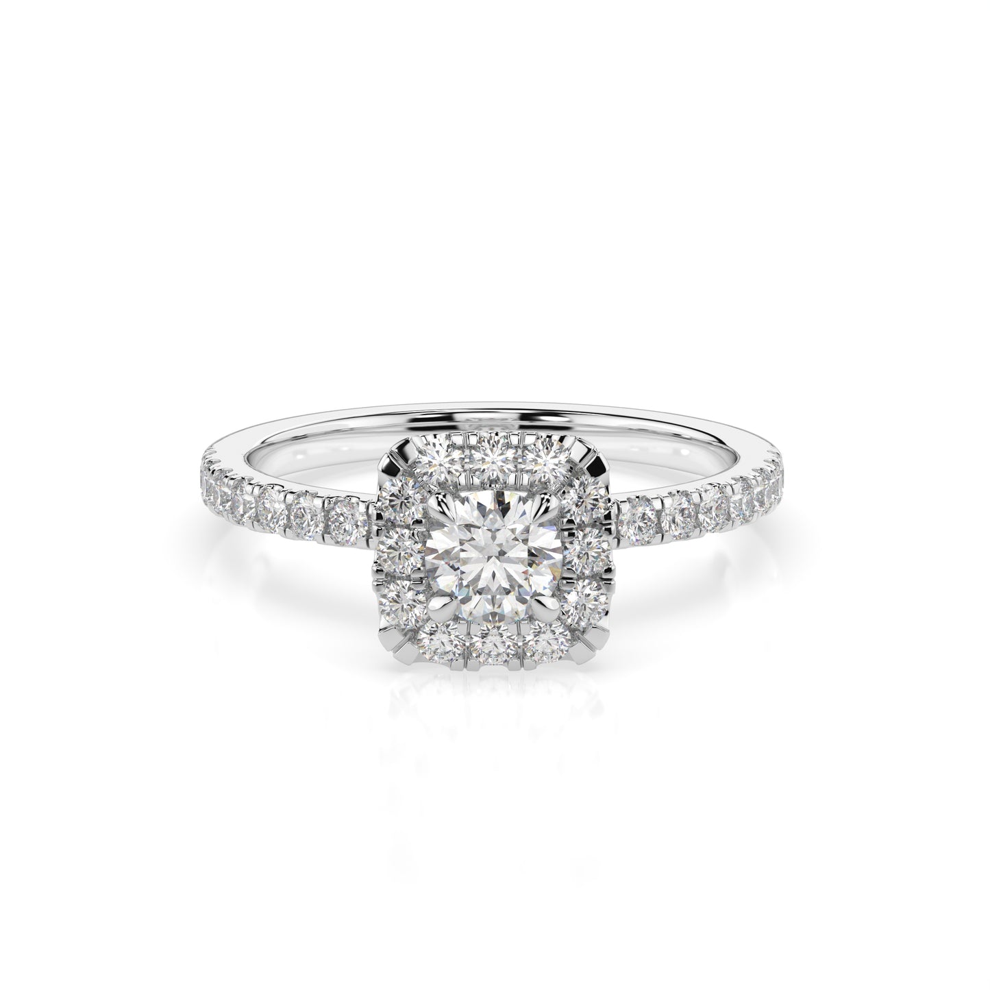 1 Carat TW Lab Grown Women's Diamond Halo Engagement Ring in 10k White Gold