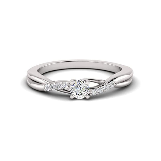 1/2 Carat TW Women's Moissanite and Natural Diamonds Engagement Ring in 10k White Gold