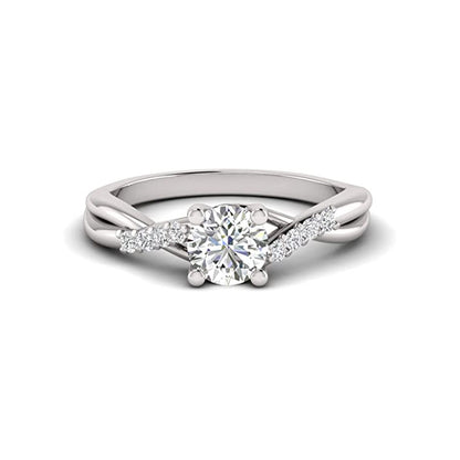 1.00 Carat TW Women's Moissanite and Natural Diamonds Engagement Ring in 10k White Gold