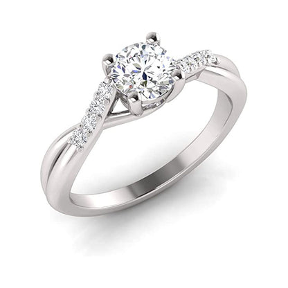 1.00 Carat TW Women's Moissanite and Natural Diamonds Engagement Ring in 10k White Gold