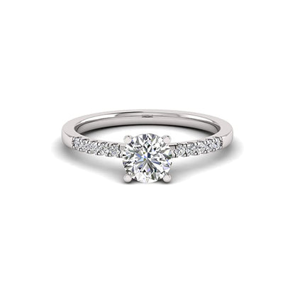 1.00 Carat TW Women's Moissanite and Natural Diamonds Engagement Ring in 10k White Gold