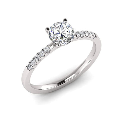 1.00 Carat TW Women's Moissanite and Natural Diamonds Engagement Ring in 10k White Gold