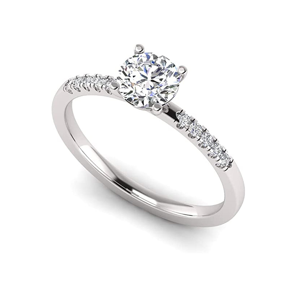 1.00 Carat TW Women's Moissanite and Natural Diamonds Engagement Ring in 10k White Gold