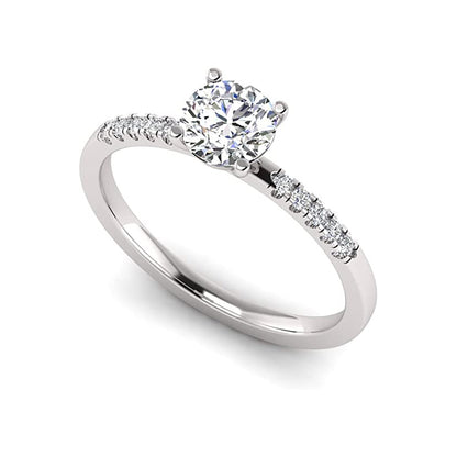 1.00 Carat TW Women's Moissanite and Natural Diamonds Engagement Ring in 10k White Gold