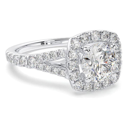 1.00 Carat TW Women's Moissanite and Natural Diamonds Engagement Ring in 10k White Gold