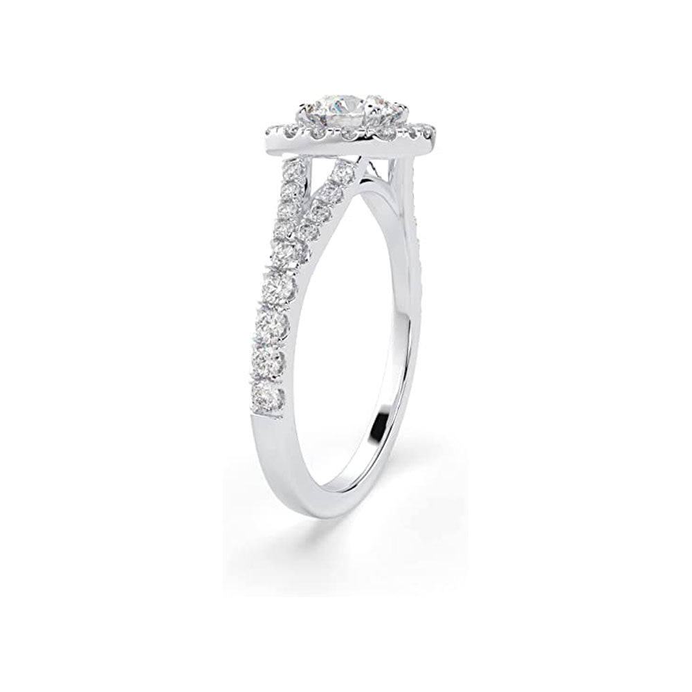 1.00 Carat TW Women's Moissanite and Natural Diamonds Engagement Ring in 10k White Gold