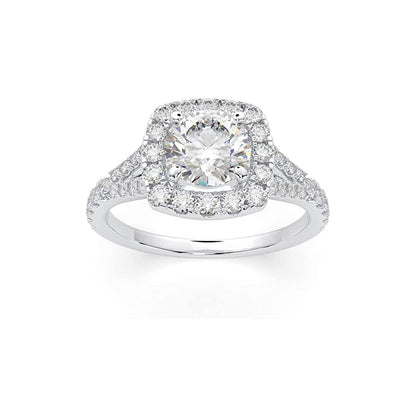 1.00 Carat TW Women's Moissanite and Natural Diamonds Engagement Ring in 10k White Gold