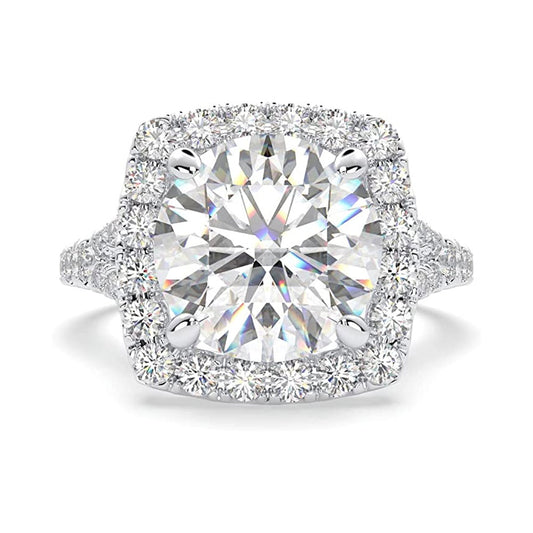 2.50 Carat TW Women's Moissanite and Natural Diamonds Engagement Ring in 10k White Gold