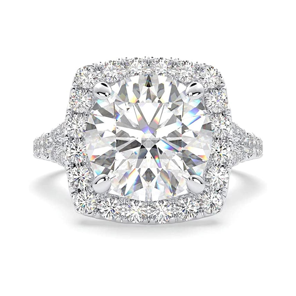 2.00 Carat TW Women's Moissanite and Natural Diamonds Engagement Ring in 10k White Gold