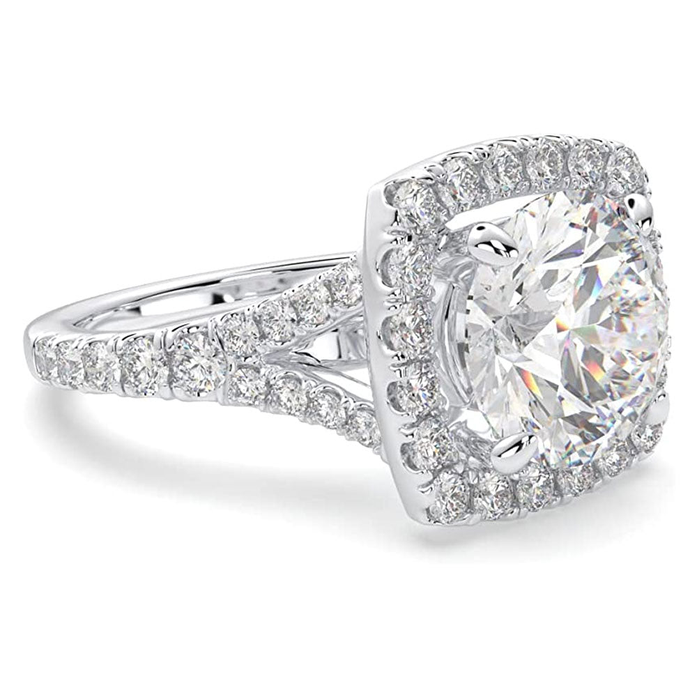 2.50 Carat TW Women's Moissanite and Natural Diamonds Engagement Ring in 10k White Gold