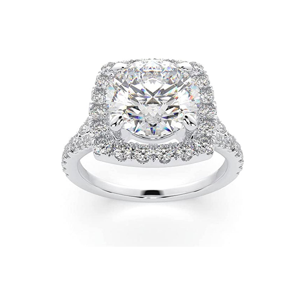 2.50 Carat TW Women's Moissanite and Natural Diamonds Engagement Ring in 10k White Gold