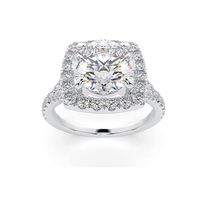 2.50 Carat TW Women's Moissanite and Natural Diamonds Engagement Ring in 10k White Gold