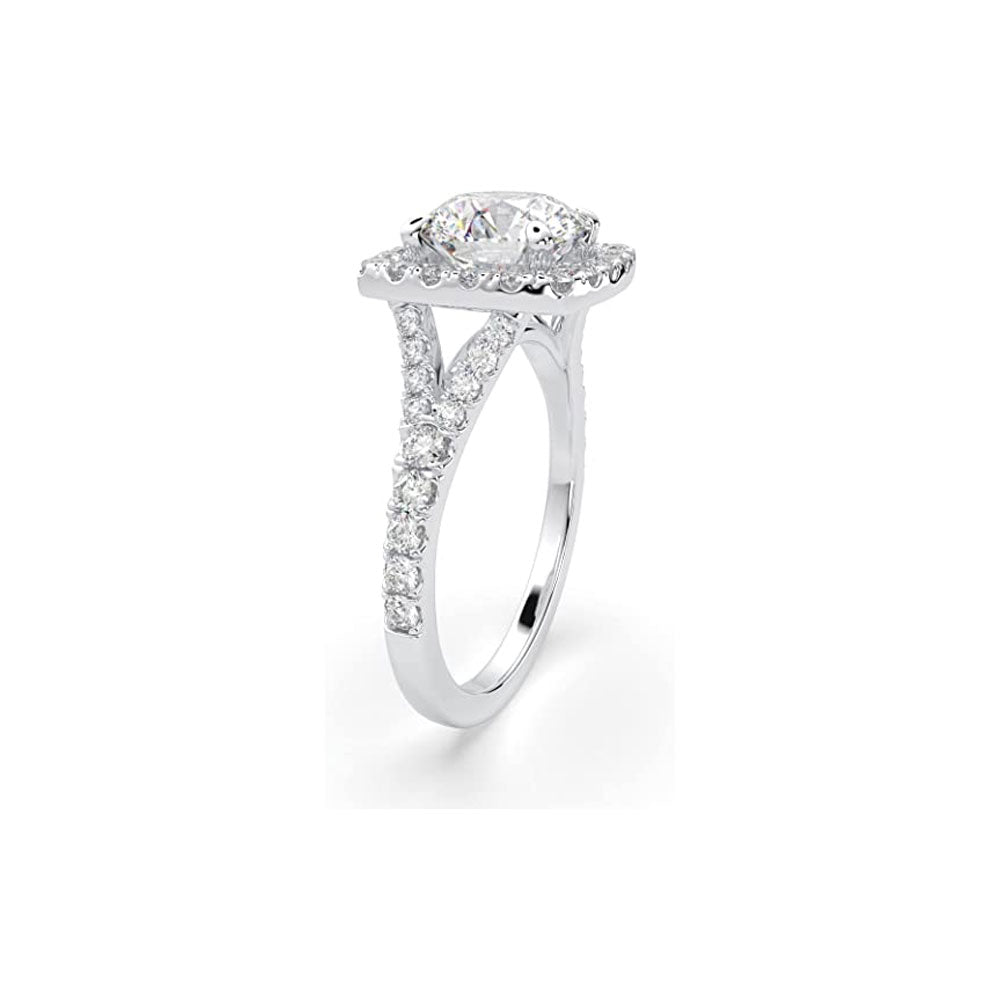 2.50 Carat TW Women's Moissanite and Natural Diamonds Engagement Ring in 10k White Gold