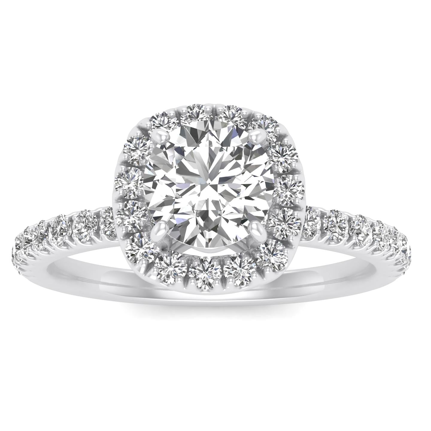 1 Carat TW Women's Moissanite and Natural Diamonds Engagement Ring in 10k White Gold