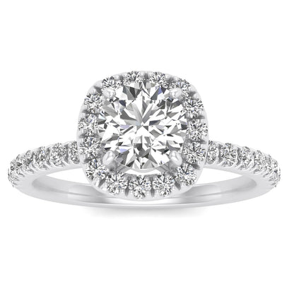 1 Carat TW Women's Moissanite and Natural Diamonds Engagement Ring in 10k White Gold