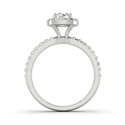 1 Carat TW Women's Moissanite and Natural Diamonds Engagement Ring in 10k White Gold