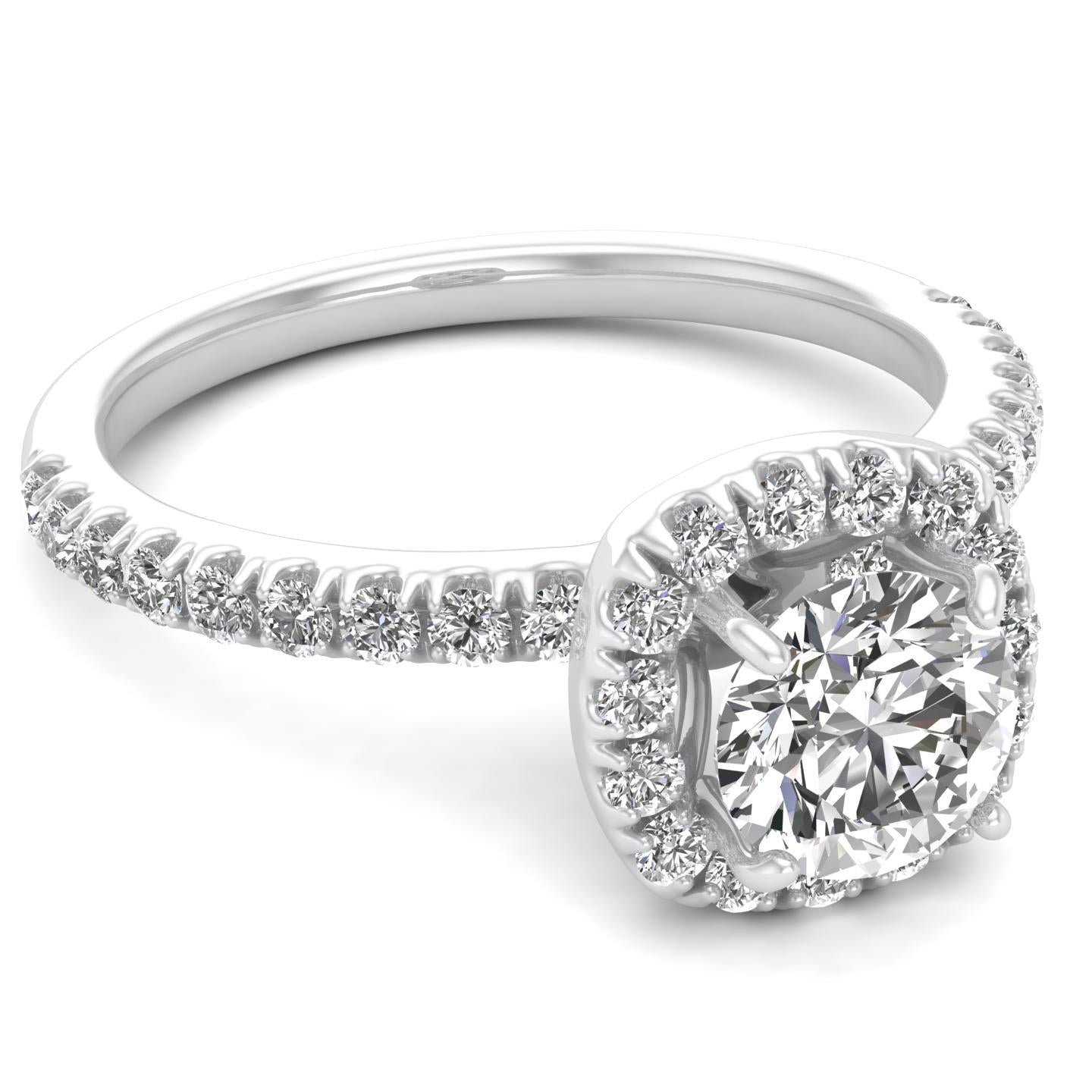 1 Carat TW Women's Moissanite and Natural Diamonds Engagement Ring in 10k White Gold