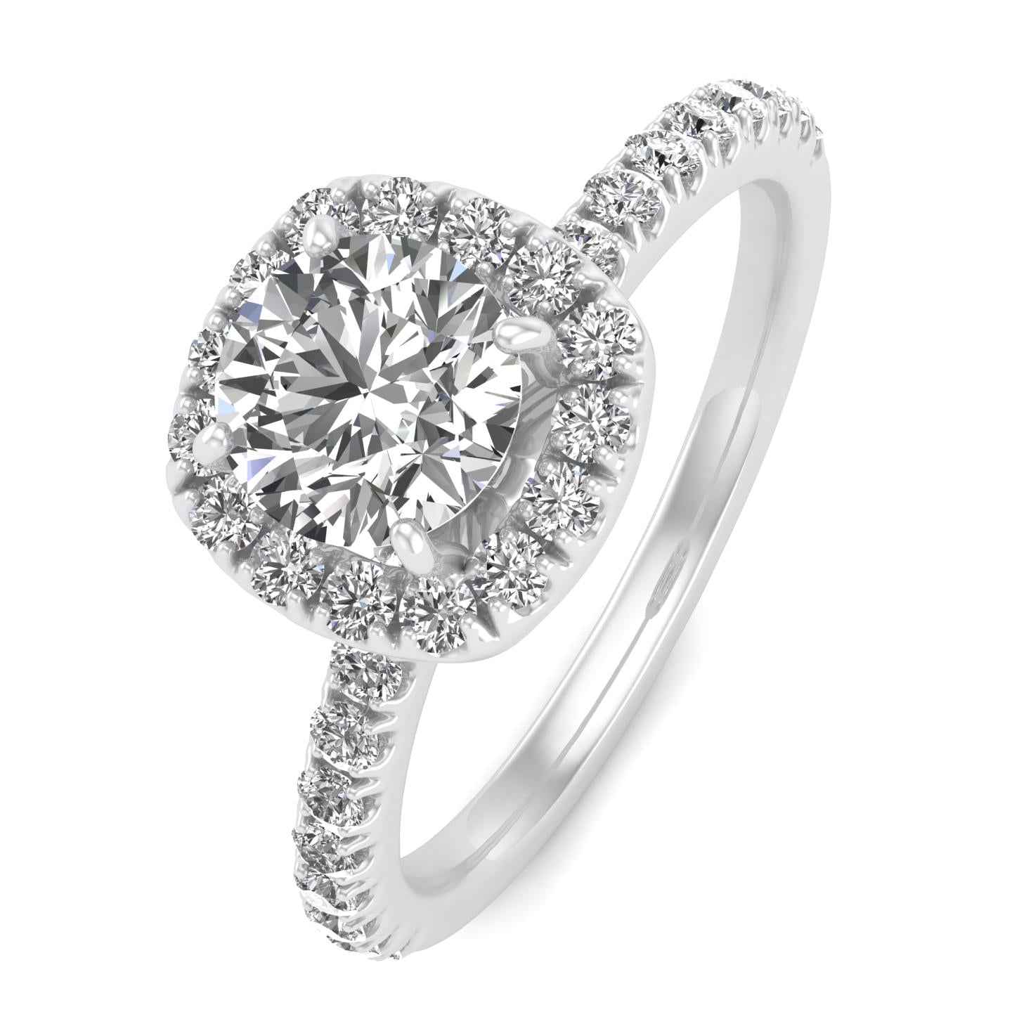 1 Carat TW Women's Moissanite and Natural Diamonds Engagement Ring in 10k White Gold