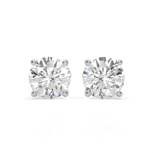 Moissanite Stud Earrings, 0.3ct-4.00ct DF Color Brilliant Round Cut Lab Created Diamond Earrings 18K White Gold Plated Silver Screw Backs for Women's