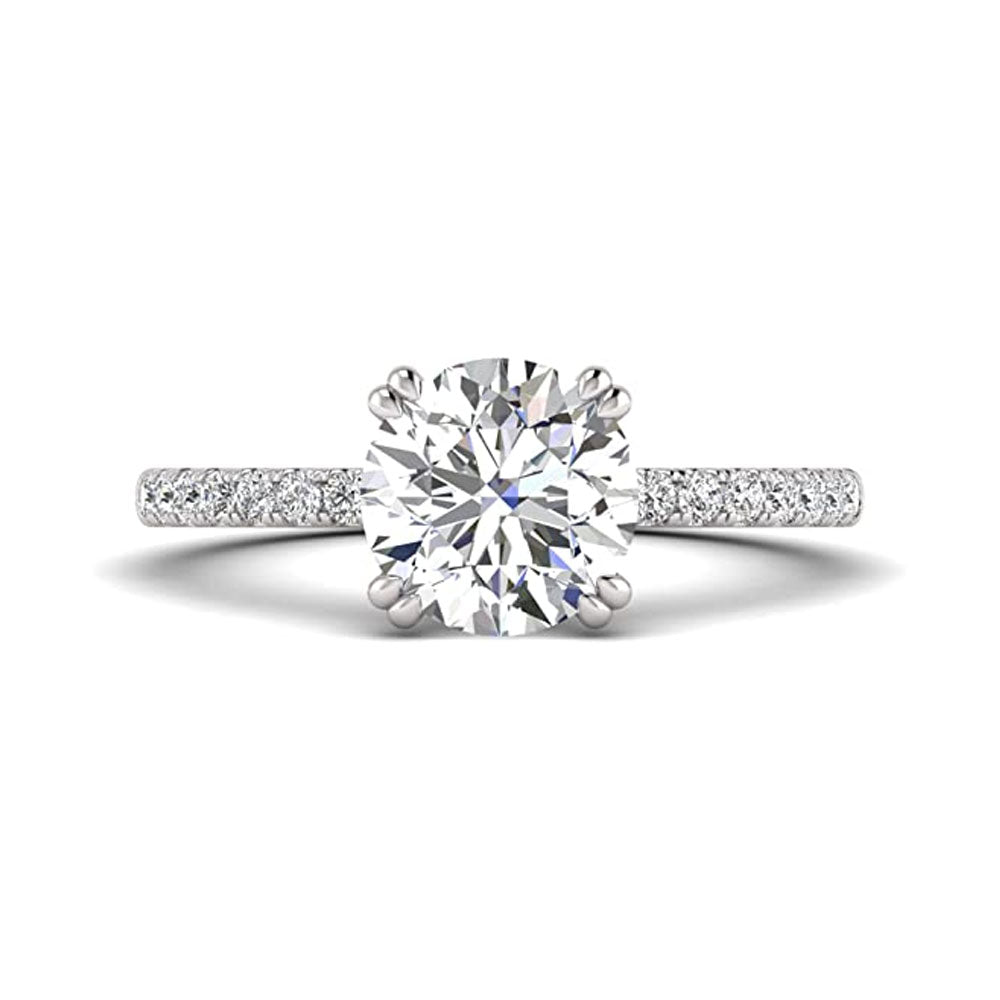 2.00 Carat TW Women's Moissanite and Natural Diamond Solitaire Engagement Ring in 10k Gold